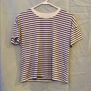 Navy black and white striped shirt